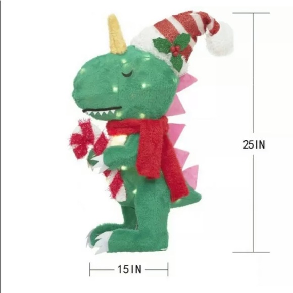 Holiday Time Light-Up Plush Dinosaur 25” Christmas Decoration - Picture 4 of 4